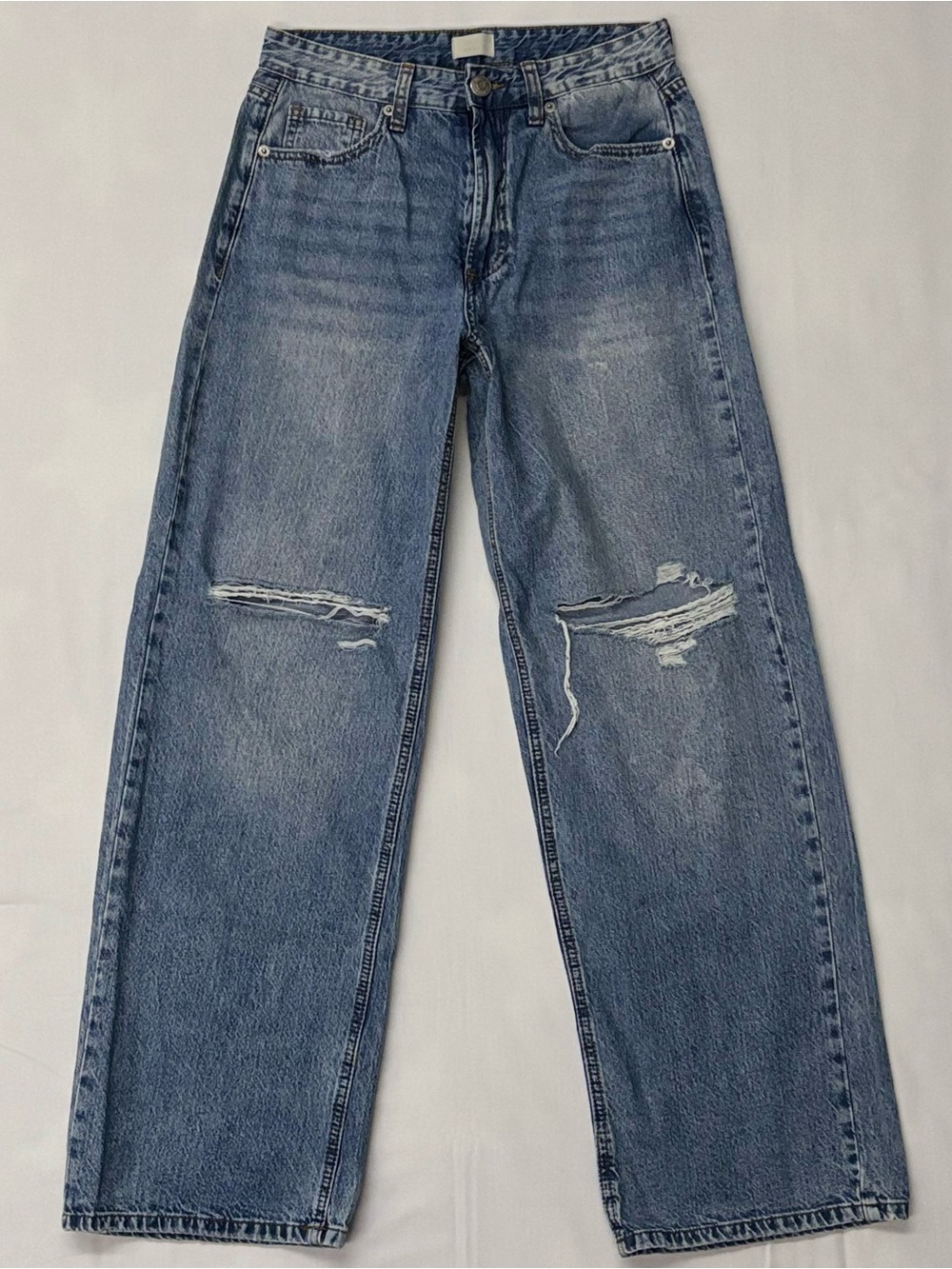 Simple Society Wide Leg Ripped Jeans Size 1 / 25 High Rise Baggy 90s Distressed
